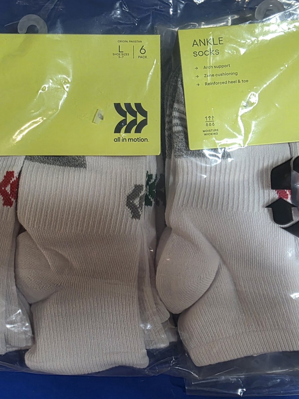 all in motion White Ankle Socks TWO SIX PACKS (12 Pair Total)